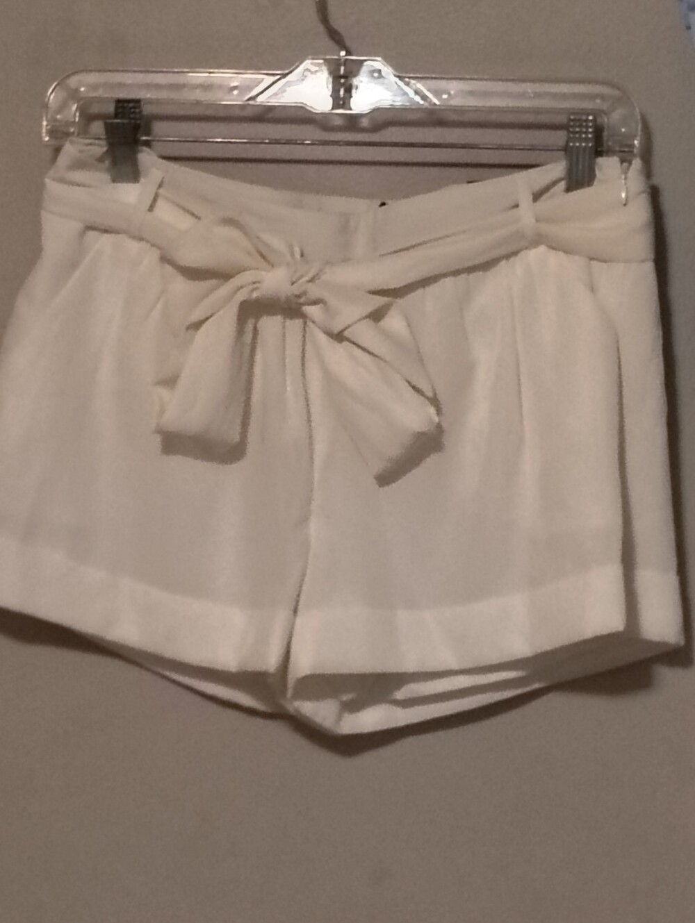 Express Cream High-Waist Tie-Front Shorts